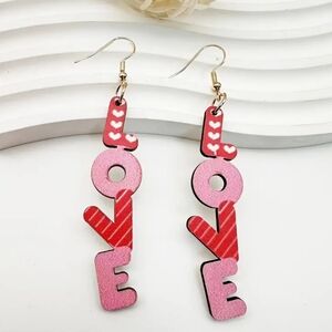 NEW! Lightweight Valentine's Day Wooden Earrings, Boho Style